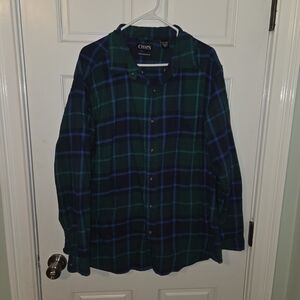 Chaps Green and Blue Plaid Shirt 2XL